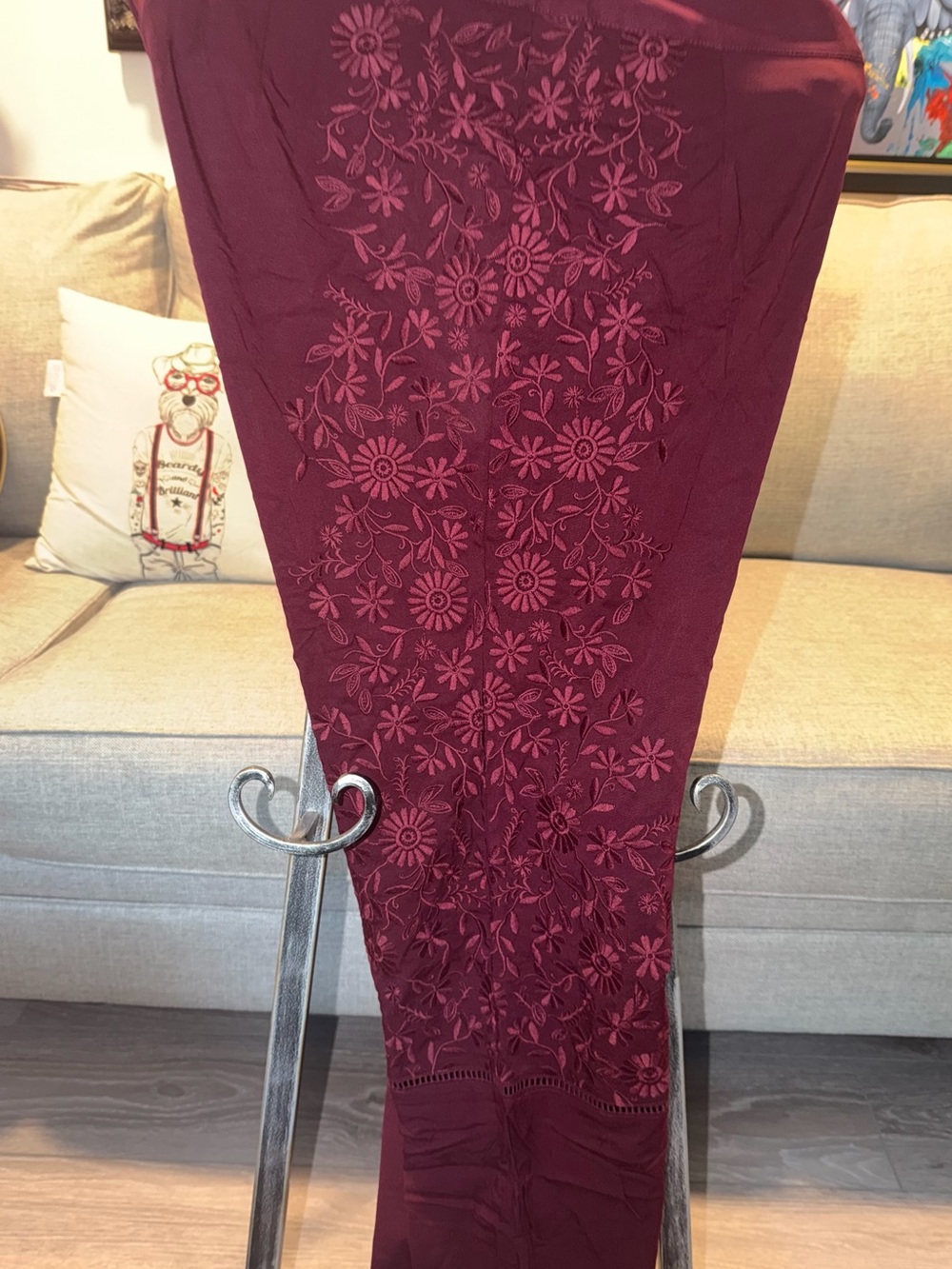 Torrid Collection Wine Rayan/Spandex Embroidered Pants